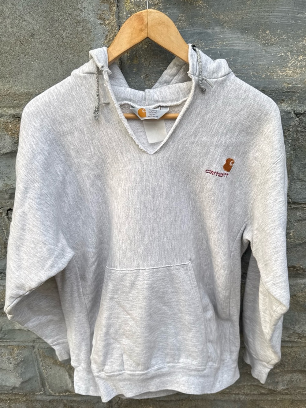 Vintage 90s Distressed Carhartt Hoodie Medium Workwear Gray
